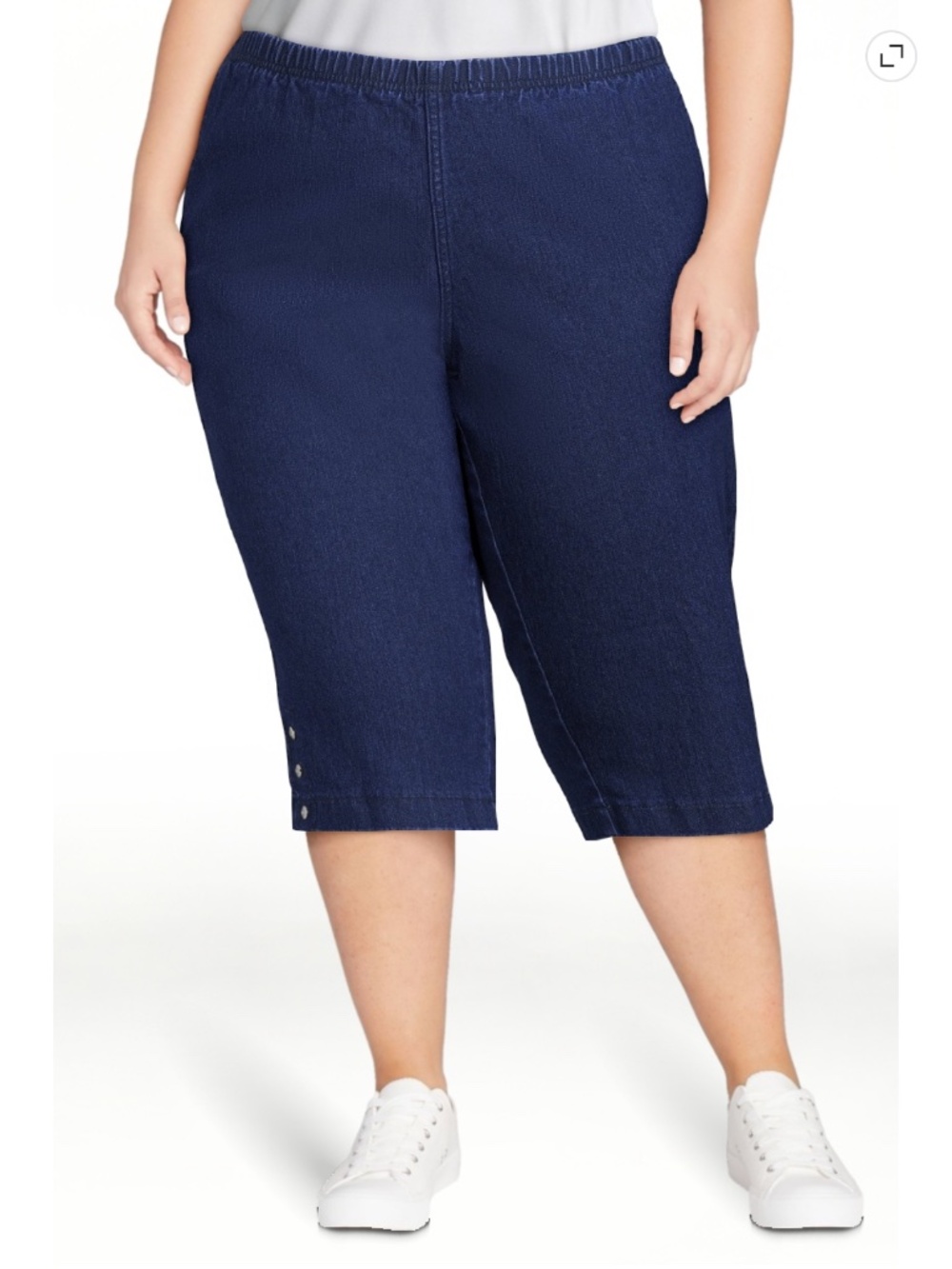 Just My Size Women’s Dark Indigo Pull On Bling Tab Capris Pants Size 2X NWT